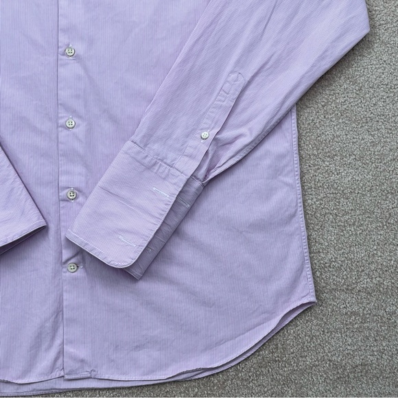 Armani Shirt Adult Neck 16 Large Purple Button Up Striped Double Cuff Luxury Men - Picture 7 of 14
